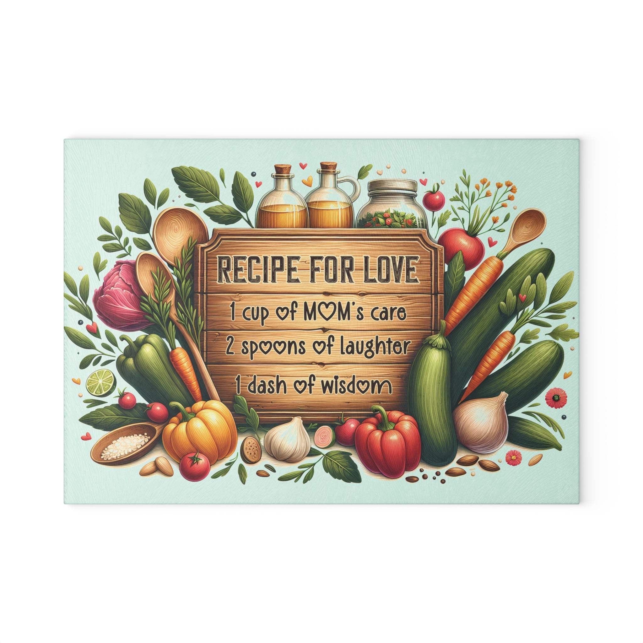 🍴 Recipe for Love Glass Cutting Board – A Sentimental Gift for Mom, Grandma, or the Heart of the Kitchen