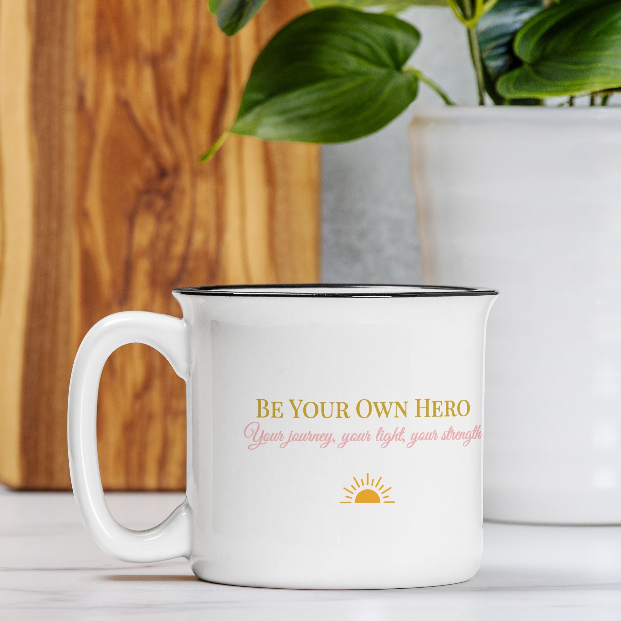 Be Your Own Hero Empowerment Mug – Personalized 13oz Ceramic Camp Mug for Self-Love, Encouragement & Gifts