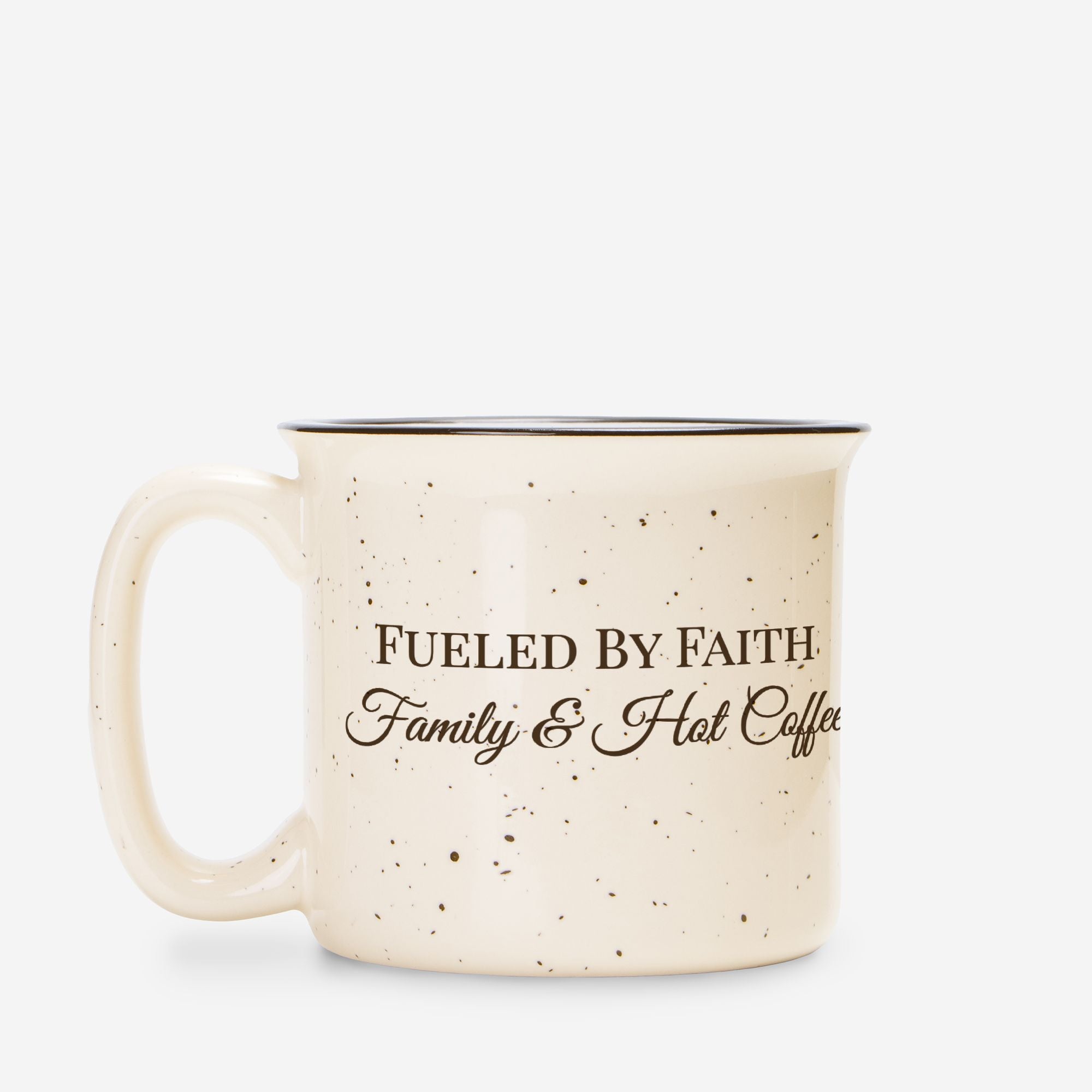 Fueled by Faith, Family & Hot Coffee – Personalized Speckled Ceramic Mug