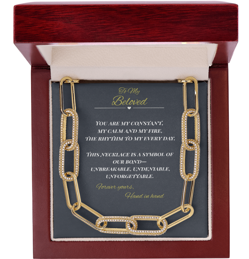 To My Beloved – Paperclip Chain Necklace in 14k Gold Finish– Elegant Gift for Partner or Spouse