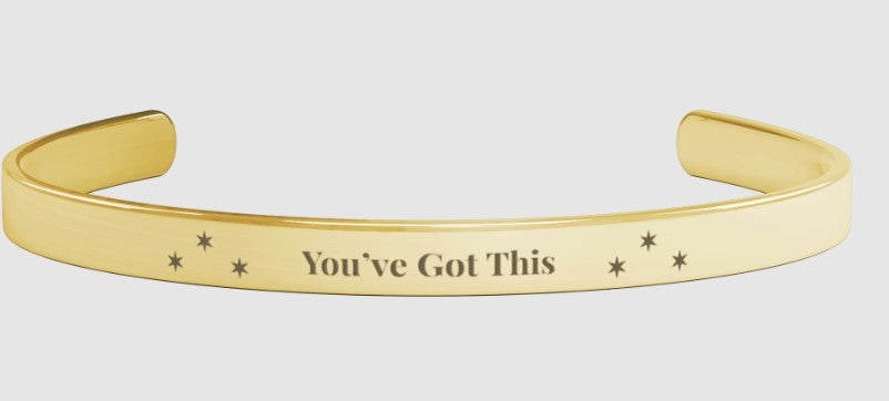 “You’ve Got This” Empowerment Cuff Bracelet – Inspirational Adjustable Jewelry in Gold, Silver, Rose Gold