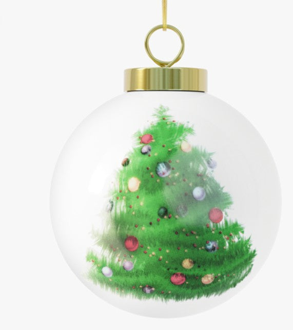 Personalized Couple Christmas Ornament – Custom Ceramic Ball with Names, Message, Vintage Keepsake