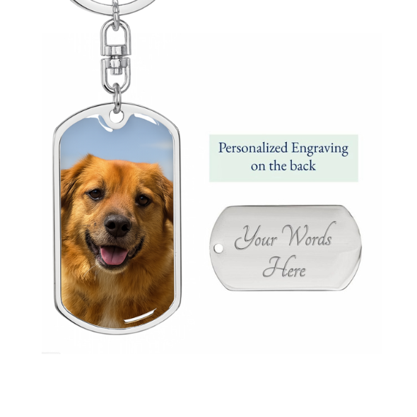 Custom Pet Photo Keychain for Rescue Moms – Personalized Dog Tag, Made in USA