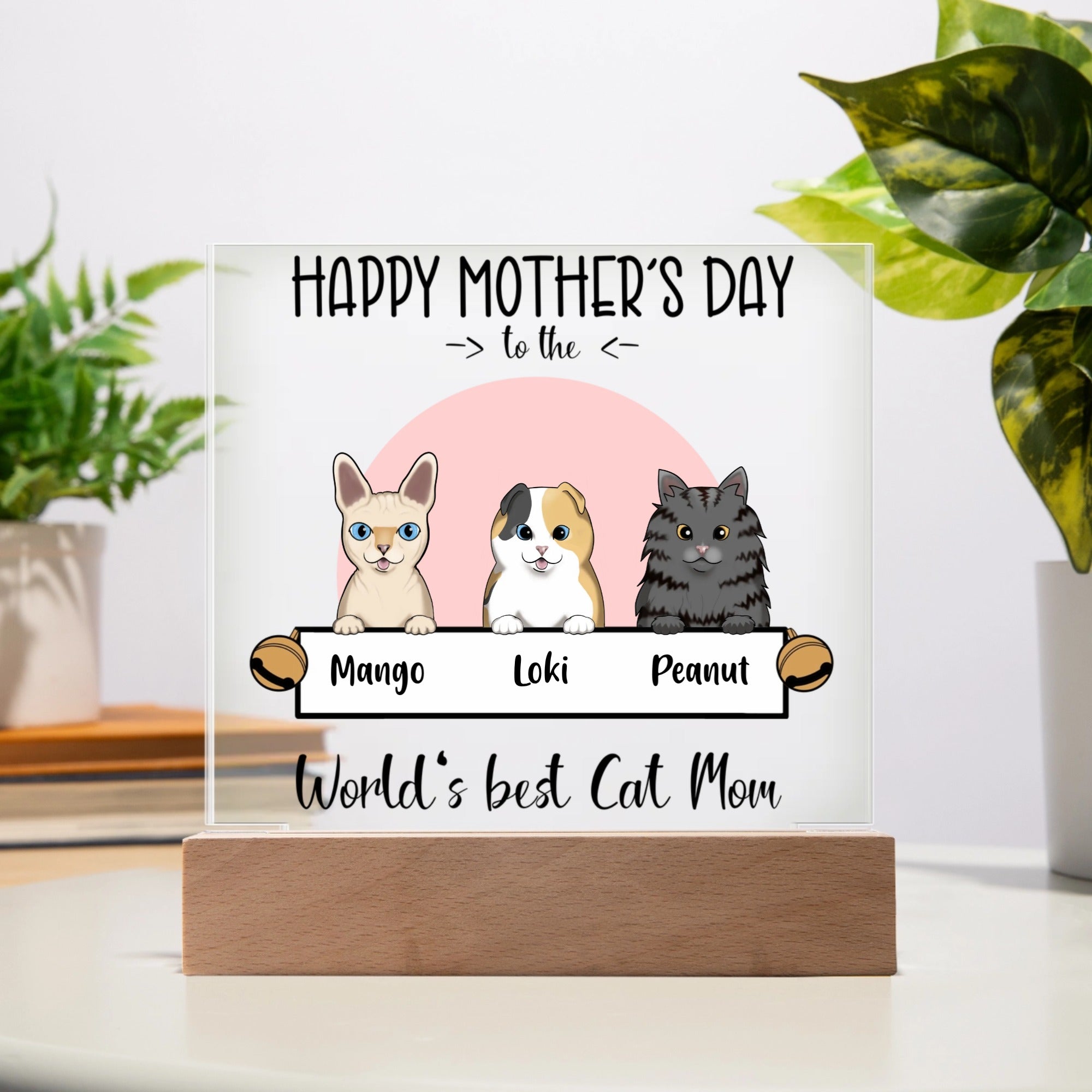 🐾 Personalized Cats Acrylic Keepsake Plaque – Custom Gift for Moms, Pet Moms, or Grandmas