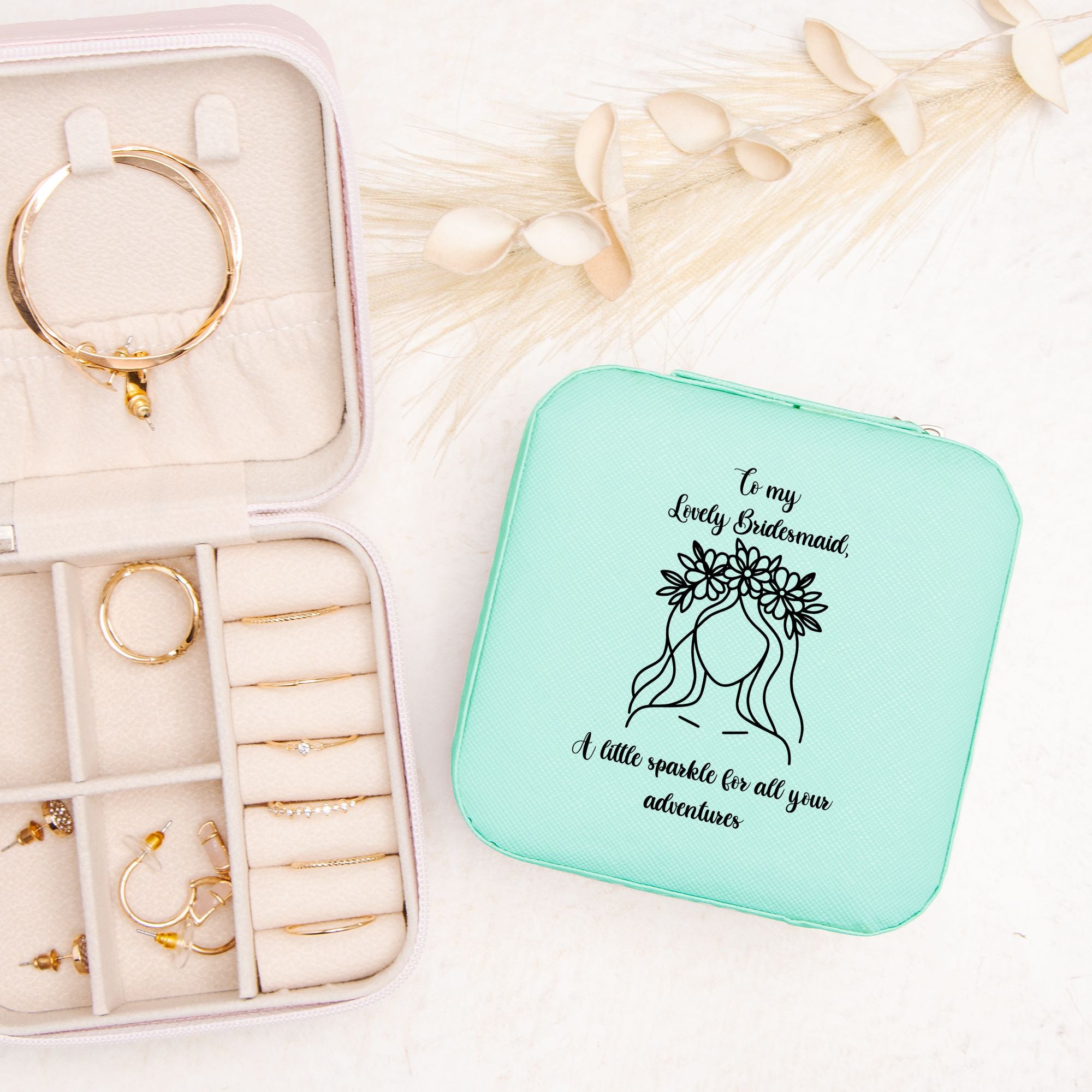 💍 To My Lovely Bridesmaid – Personalized Jewelry Travel Case | Wedding Keepsake & Custom Gift