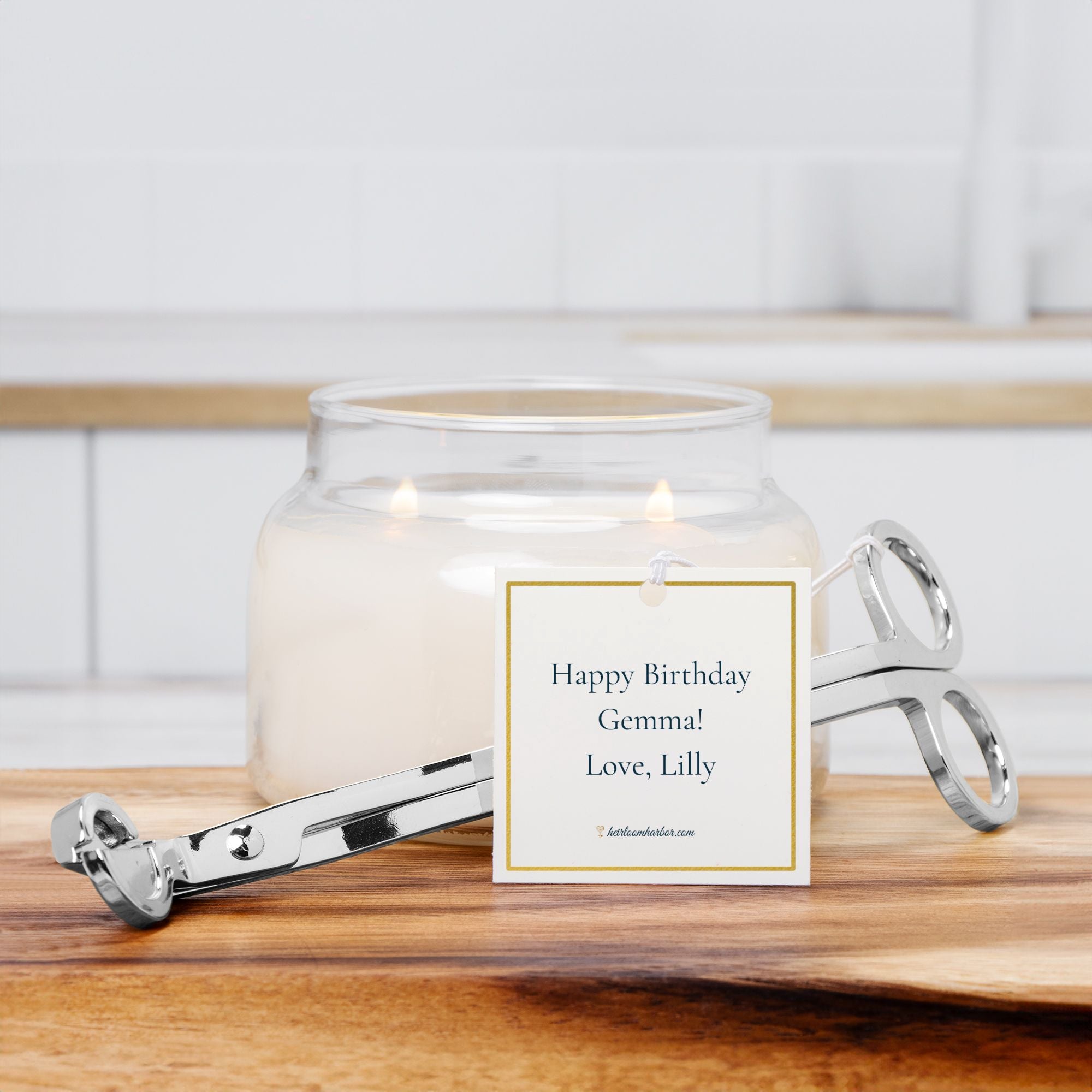 Custom Wick Trimmer with Personalized Gift Tag – Gold, Silver, or Black | Candle Care Tool