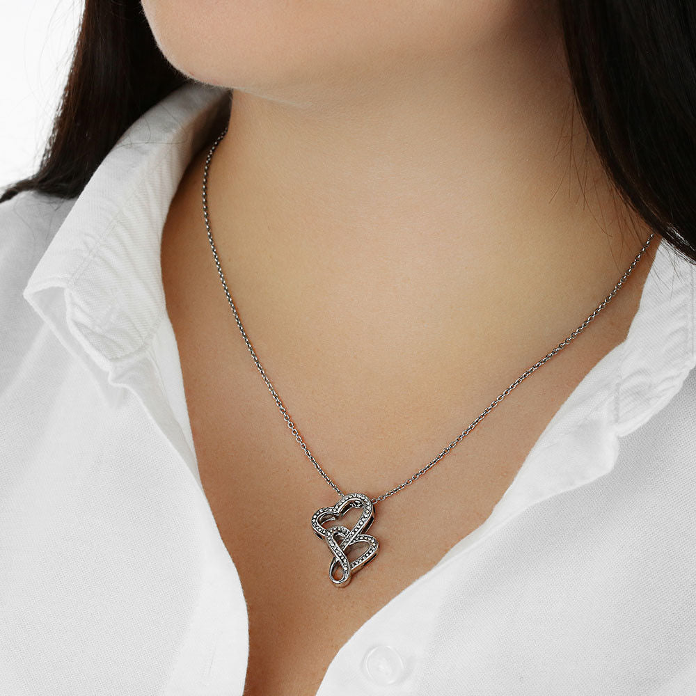To My Bonus Mom – Heartfelt Interlocking Hearts Necklace with Message Card