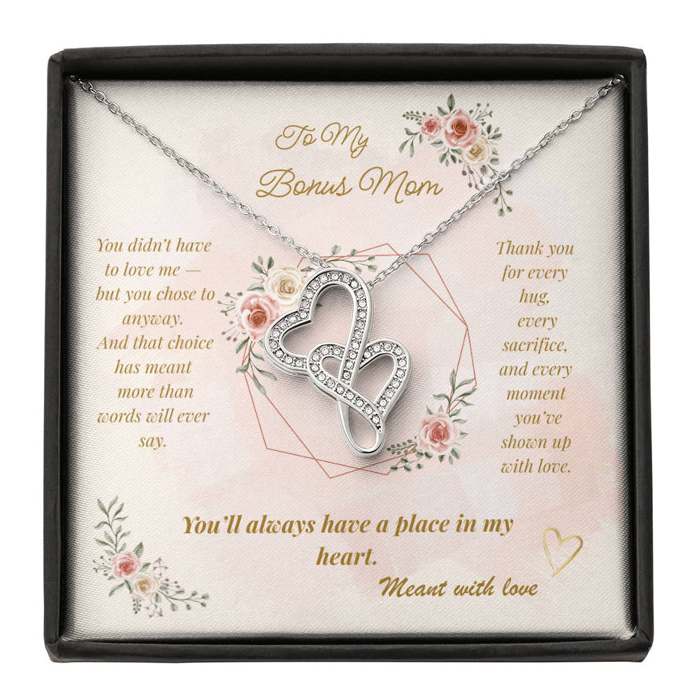To My Bonus Mom – Heartfelt Interlocking Hearts Necklace with Message Card