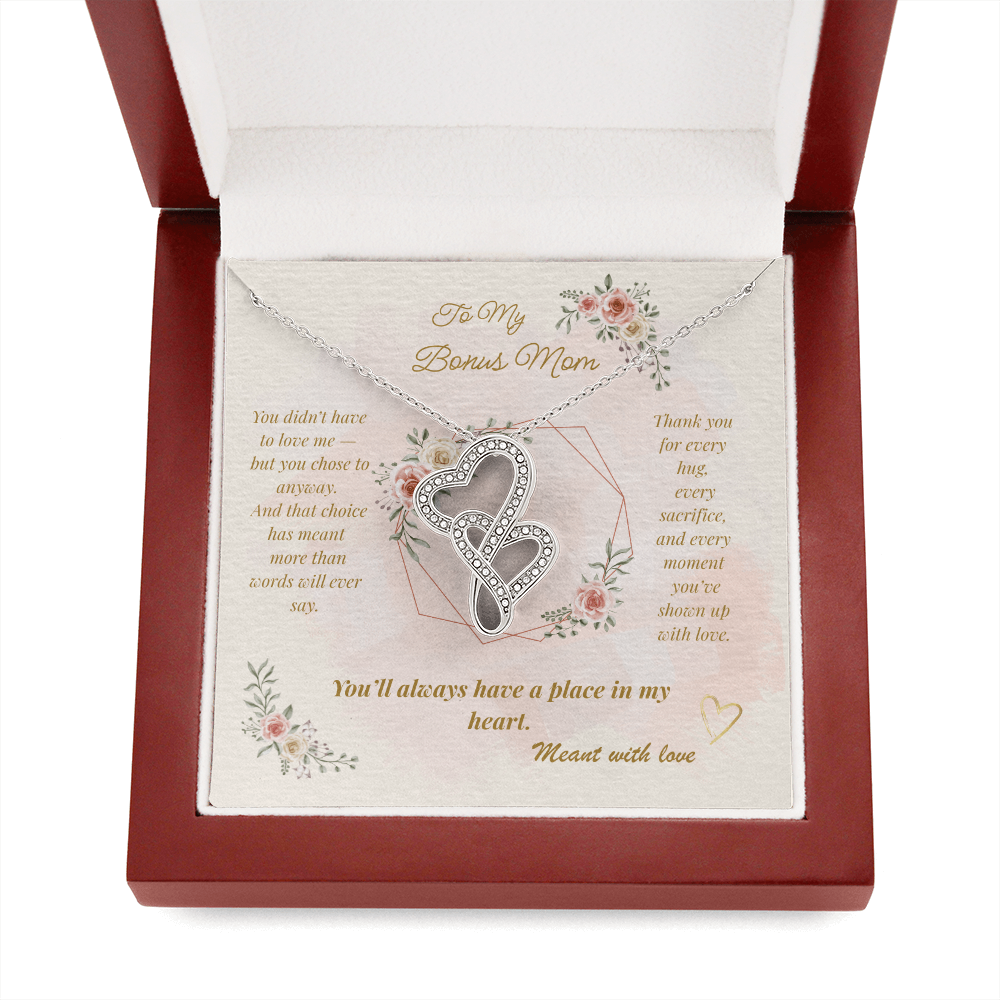 To My Bonus Mom – Heartfelt Interlocking Hearts Necklace with Message Card