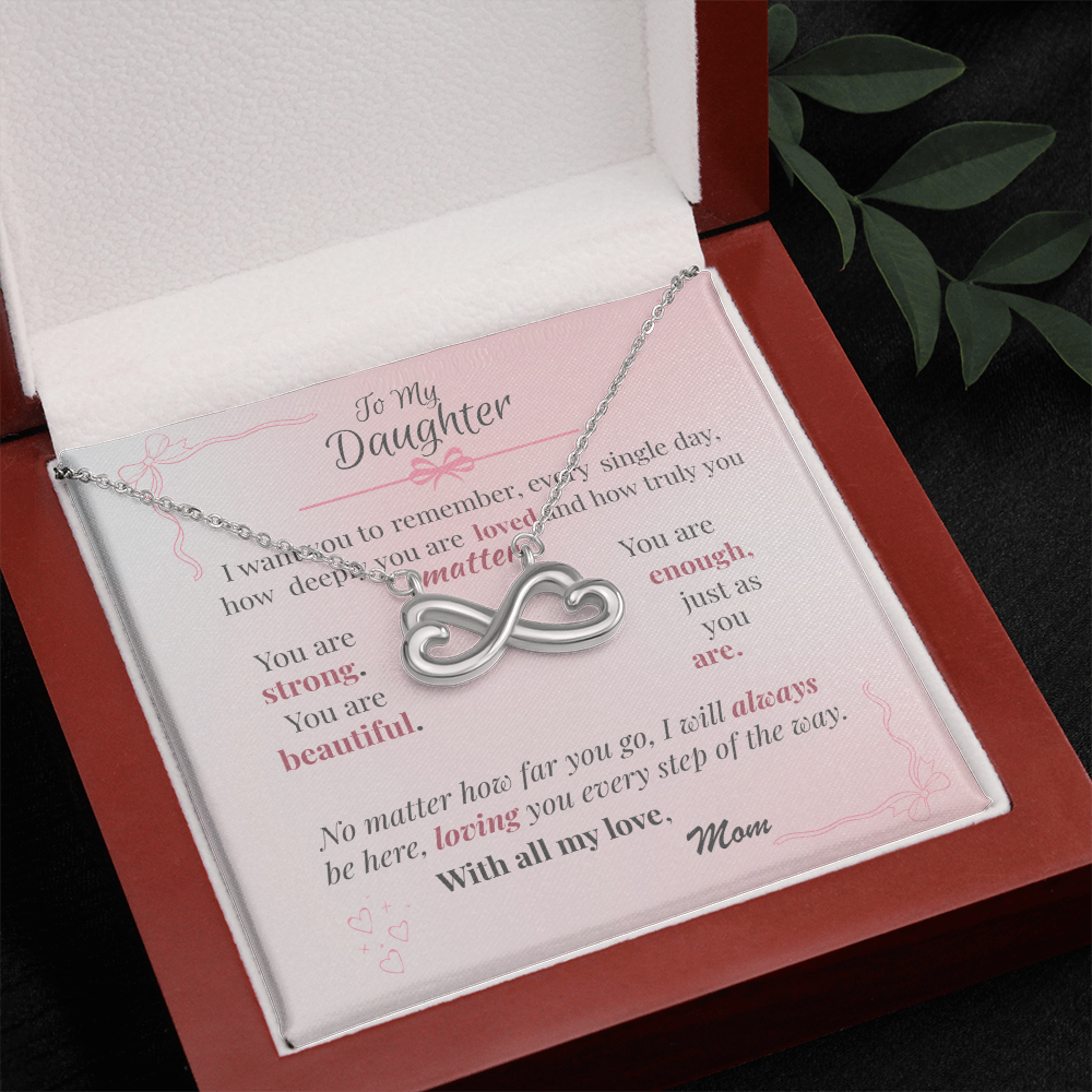 To My Daughter – Endless Love Necklace with Affirmation Message Card