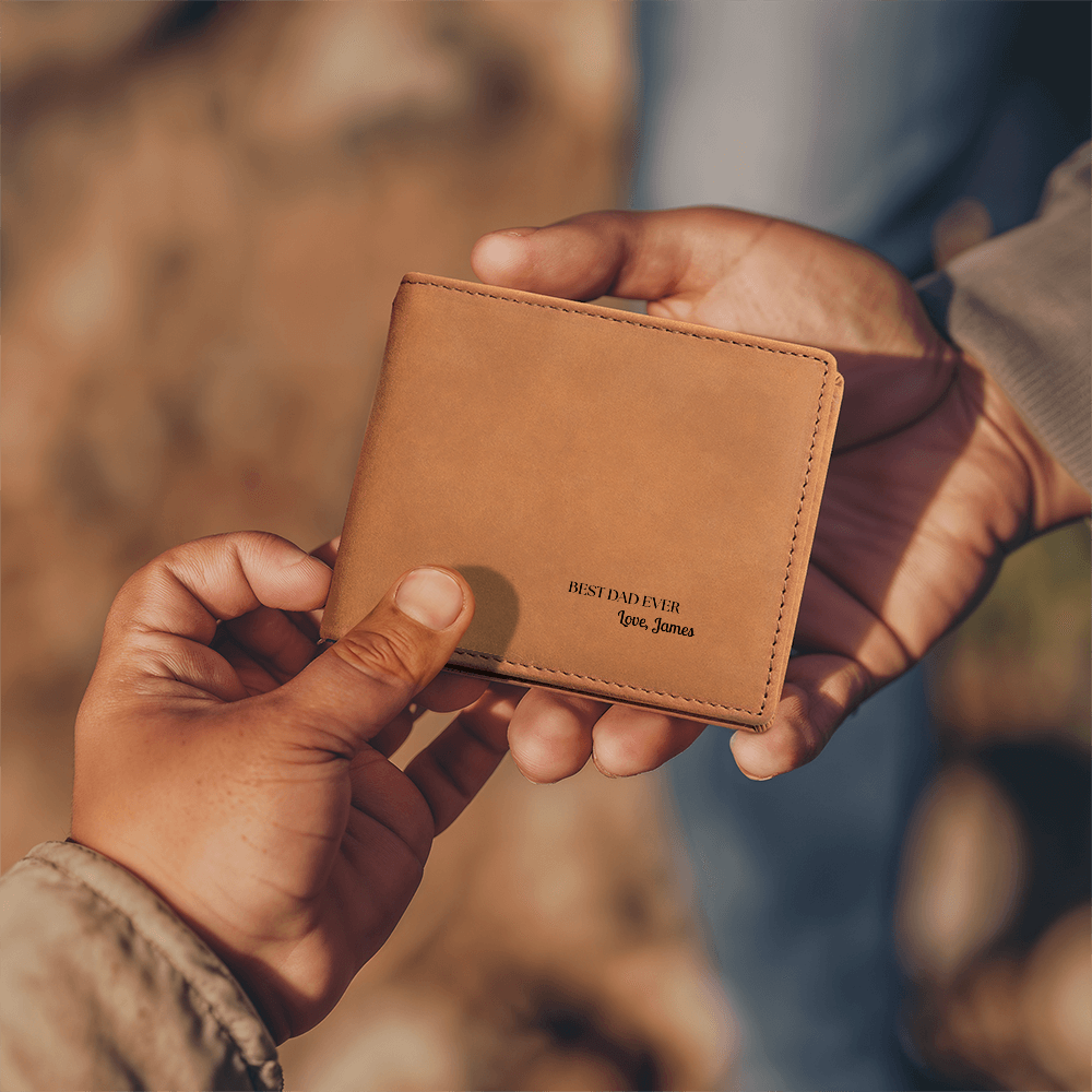 👔 “Best Dad Ever” Custom Leather Wallet – Personalized Gift for Him