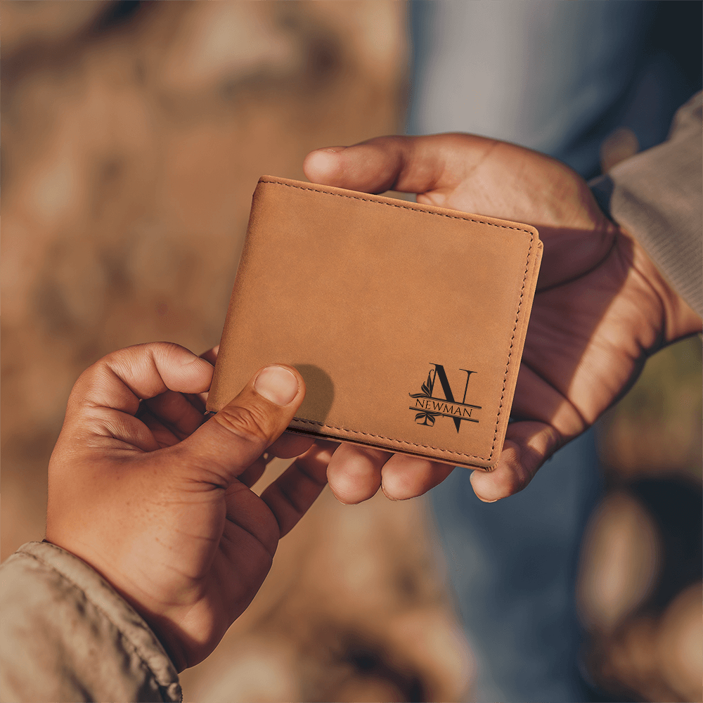 👔 Personalized Leather Wallet – Custom Monogram Gift for Him