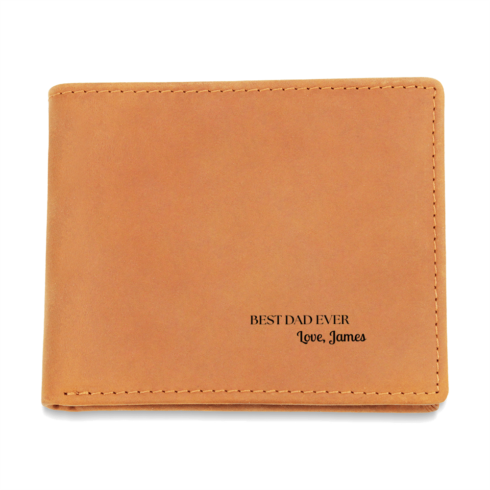 👔 “Best Dad Ever” Custom Leather Wallet – Personalized Gift for Him