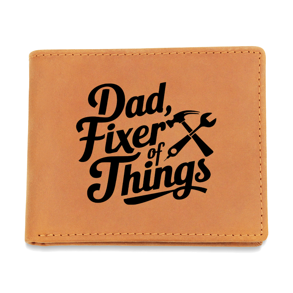 🛠️ “Dad, Fixer of Things” Leather Wallet – Handy Dad Gift for Father’s Day or Birthday