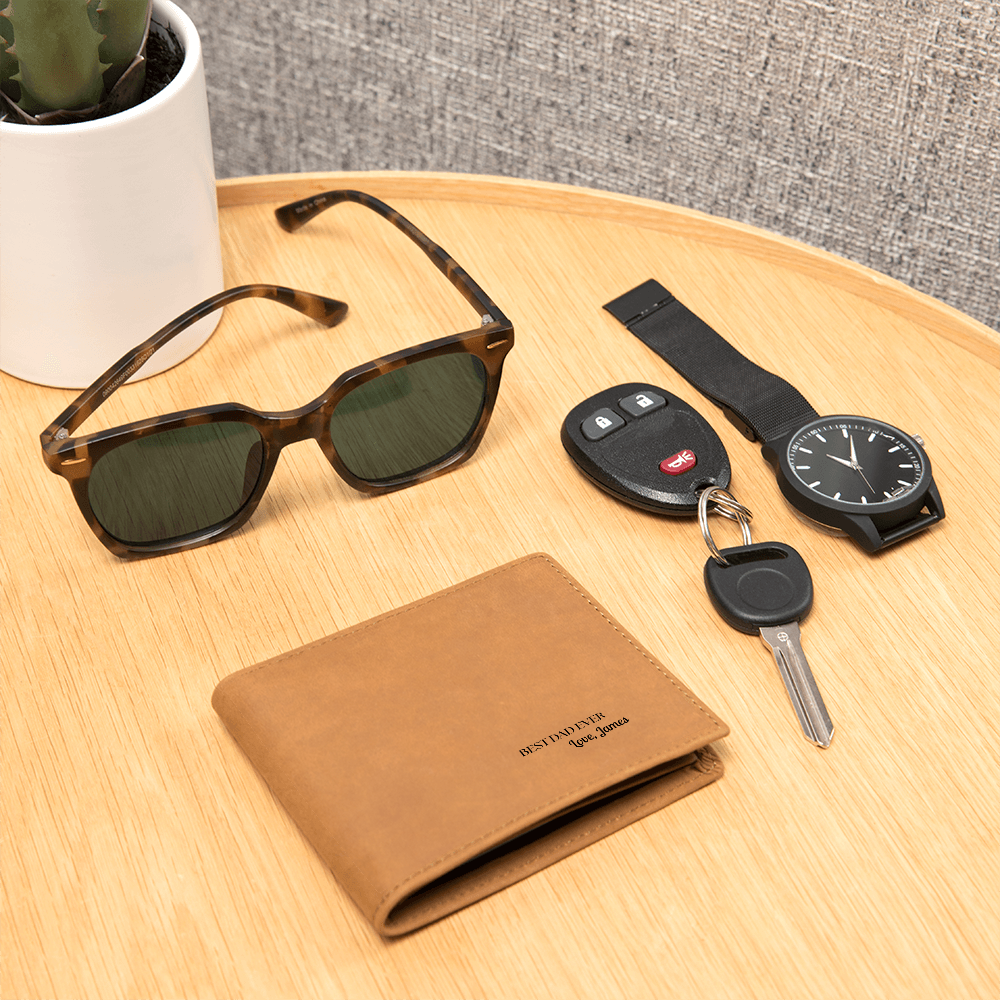 👔 “Best Dad Ever” Custom Leather Wallet – Personalized Gift for Him