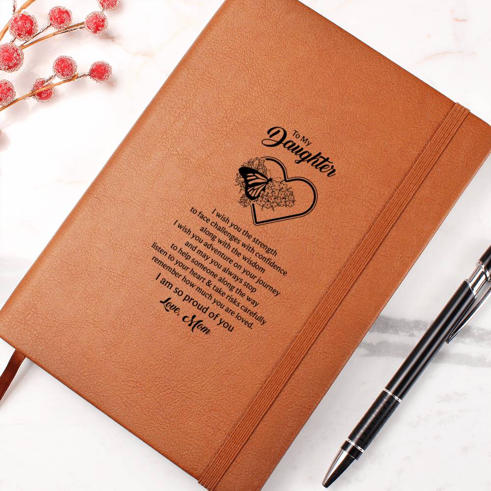 🦋 To My Daughter – Butterfly Vegan Leather Journal | Encouraging Gift from Mom