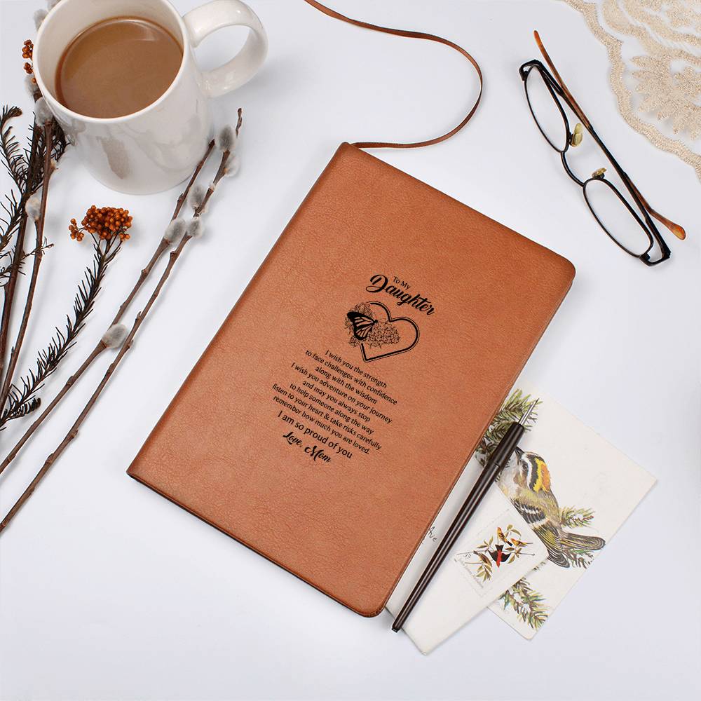 🦋 To My Daughter – Butterfly Vegan Leather Journal | Encouraging Gift from Mom