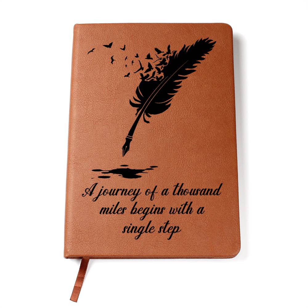 🖋️ “Journey of a Thousand Miles” – Vegan Leather Journal | Inspirational Gift for Writers, Graduates & Dreamers