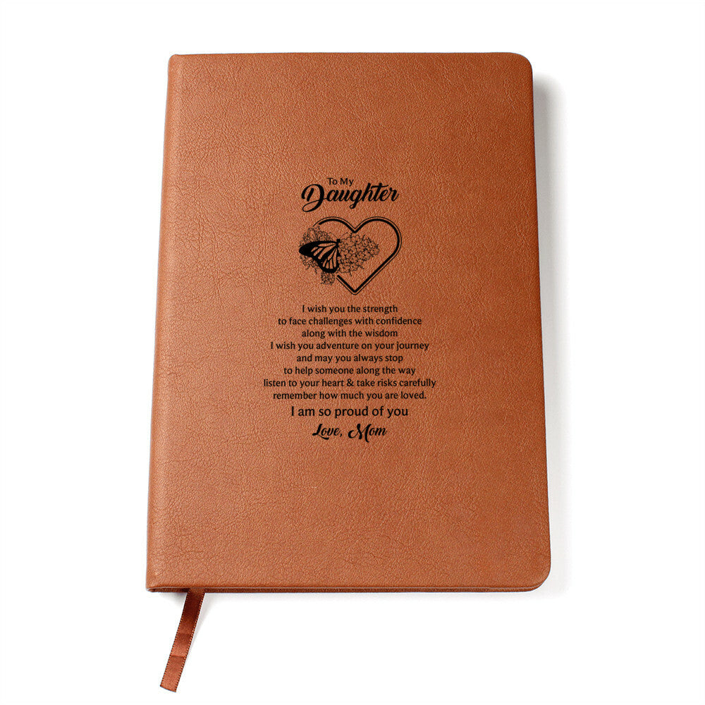 🦋 To My Daughter – Butterfly Vegan Leather Journal | Encouraging Gift from Mom