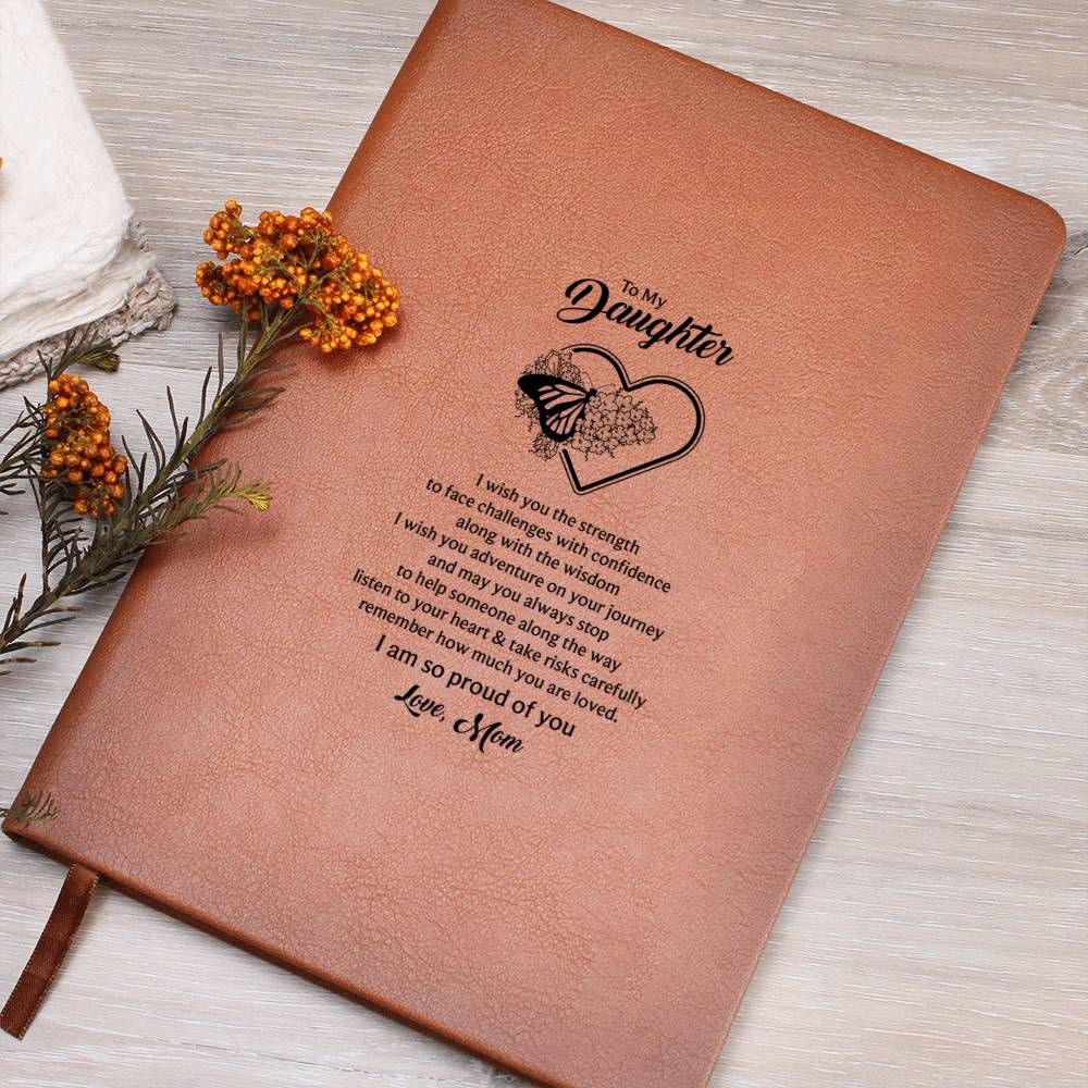 🦋 To My Daughter – Butterfly Vegan Leather Journal | Encouraging Gift from Mom