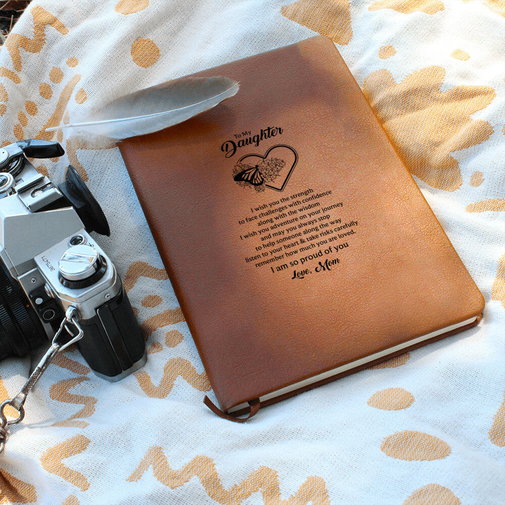 🦋 To My Daughter – Butterfly Vegan Leather Journal | Encouraging Gift from Mom