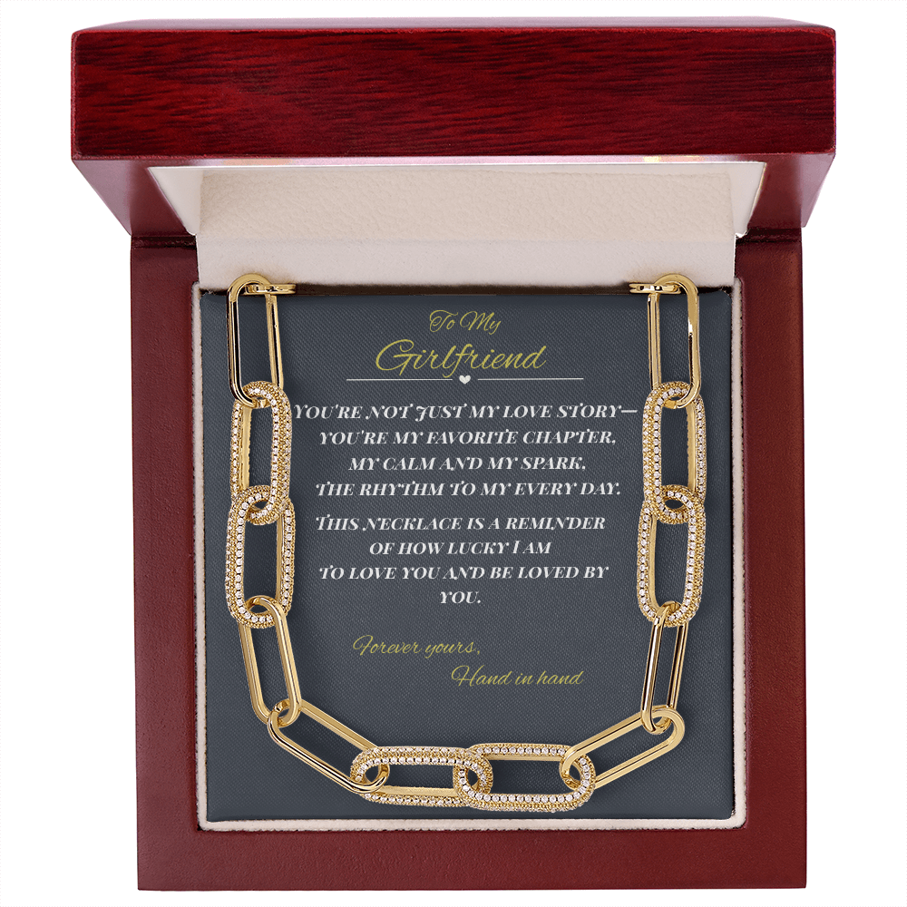 To My Girlfriend – Paperclip Chain Necklace in 14k Gold – Romantic Gift for Her