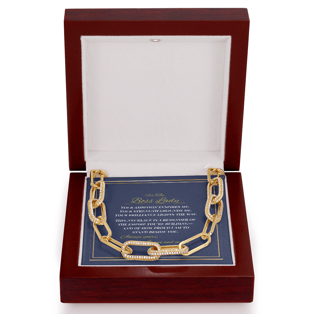 For The Boss Lady – Gold Paperclip Chain Necklace – Empowering Gift for Wife, Girlfriend, or Entrepreneur