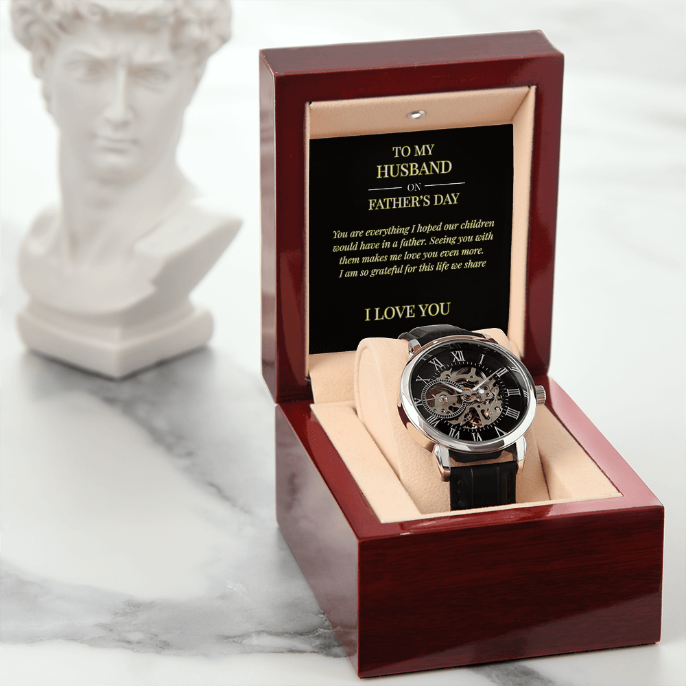 To My Husband – Openwork Watch with Father's Day Message Card | Romantic Gift from Wife