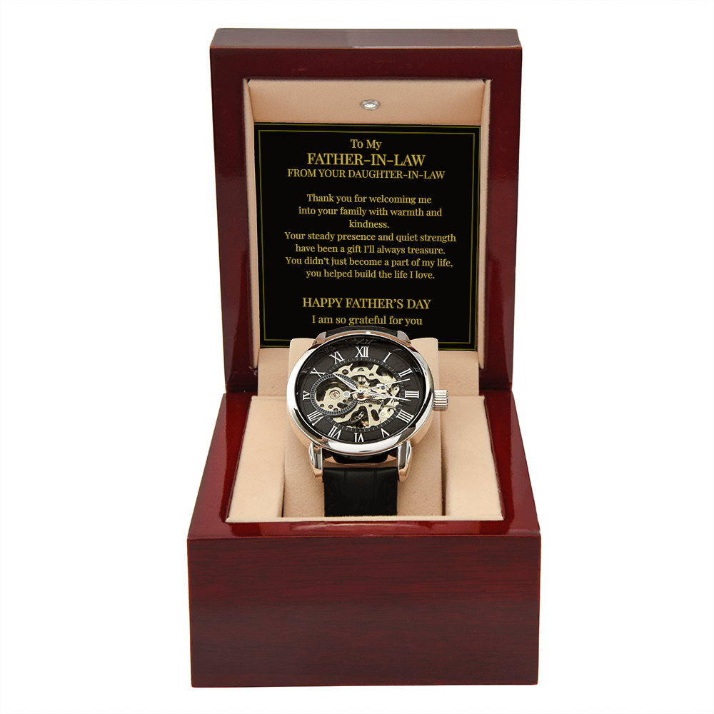 To My Father-in-Law – Openwork Watch with Message Card | Heartfelt Father's Day Gift from Daughter-in-Law
