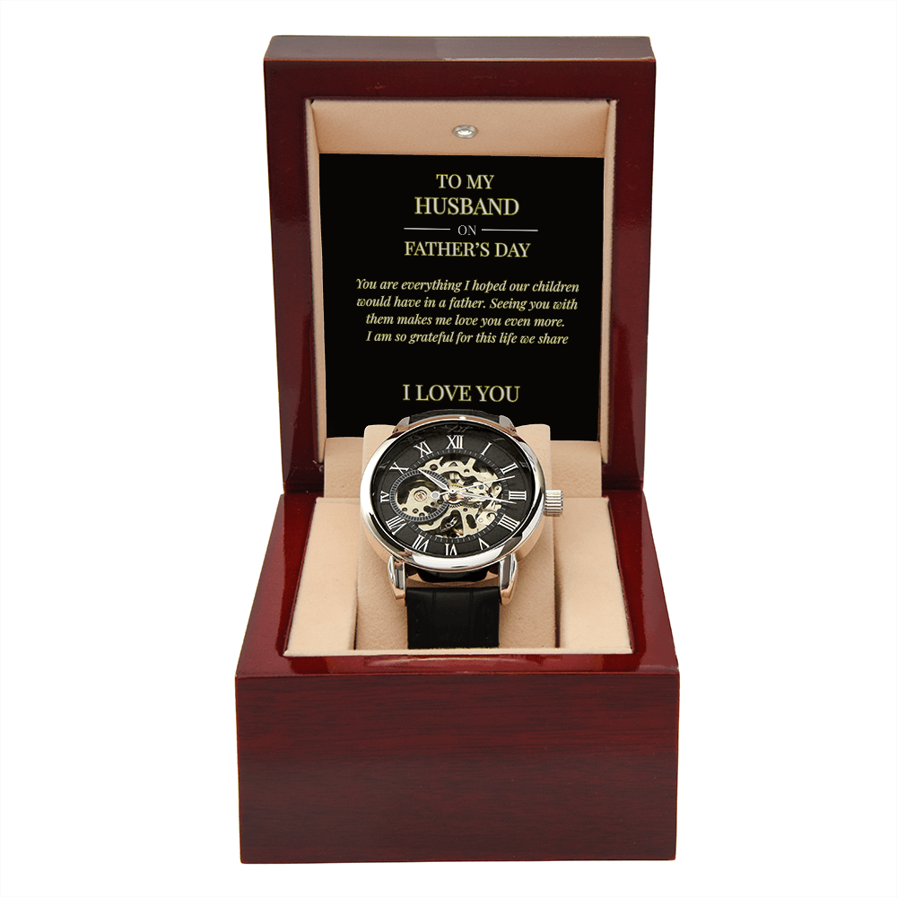 To My Husband – Openwork Watch with Father's Day Message Card | Romantic Gift from Wife