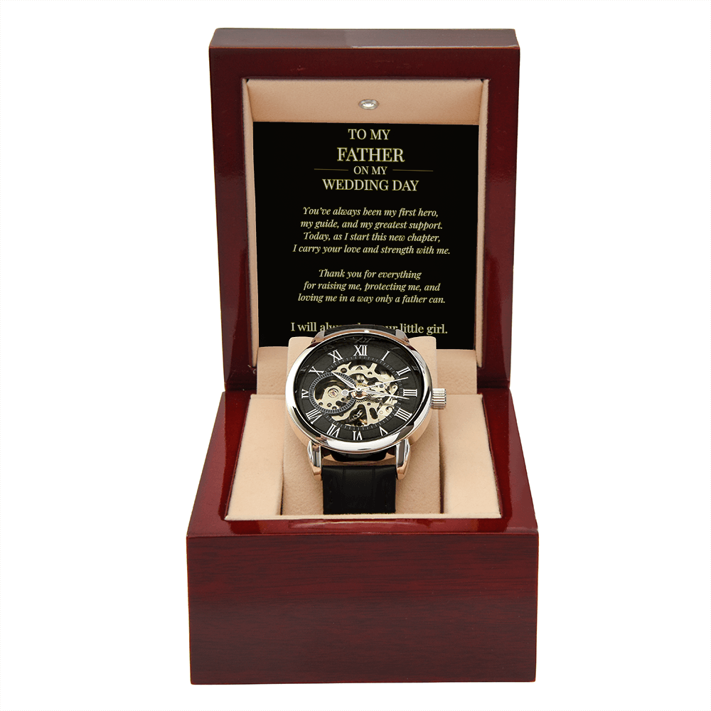To My Father – Openwork Watch with Wedding Day Message Card | Gift from Daughter to Father of the Bride