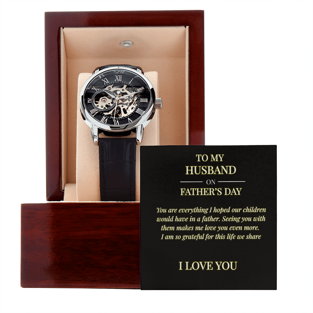 To My Husband – Openwork Watch with Father's Day Message Card | Romantic Gift from Wife