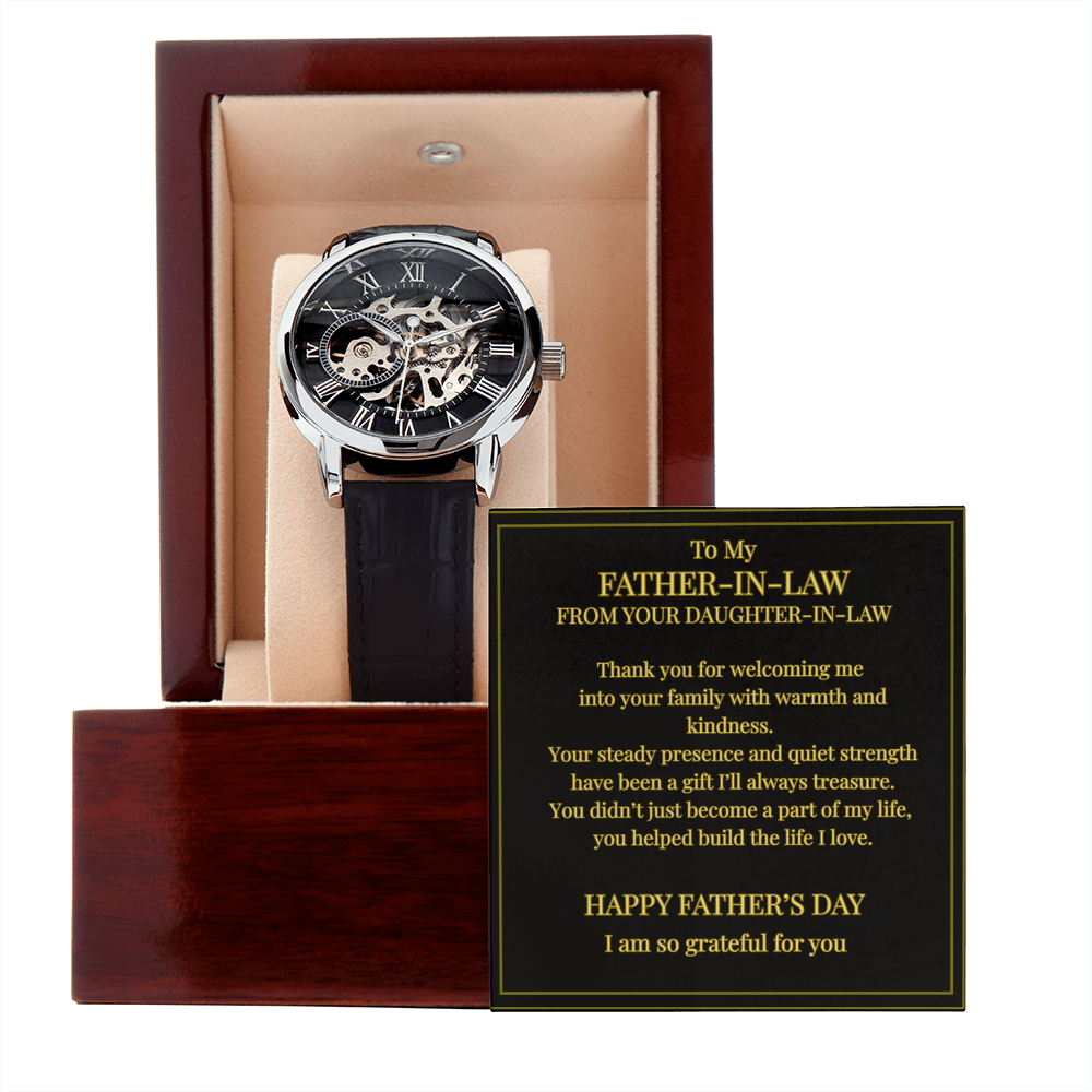 To My Father-in-Law – Openwork Watch with Message Card | Heartfelt Father's Day Gift from Daughter-in-Law