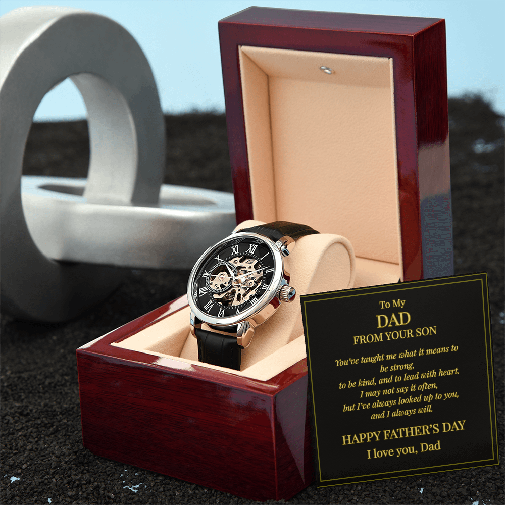 To My Dad – Openwork Watch with Message Card from Son | Father's Day Gift