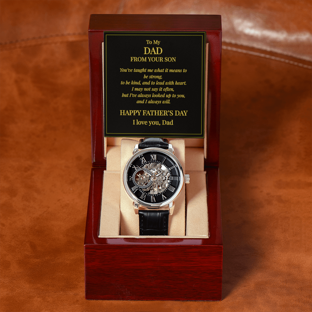 To My Dad – Openwork Watch with Message Card from Son | Father's Day Gift