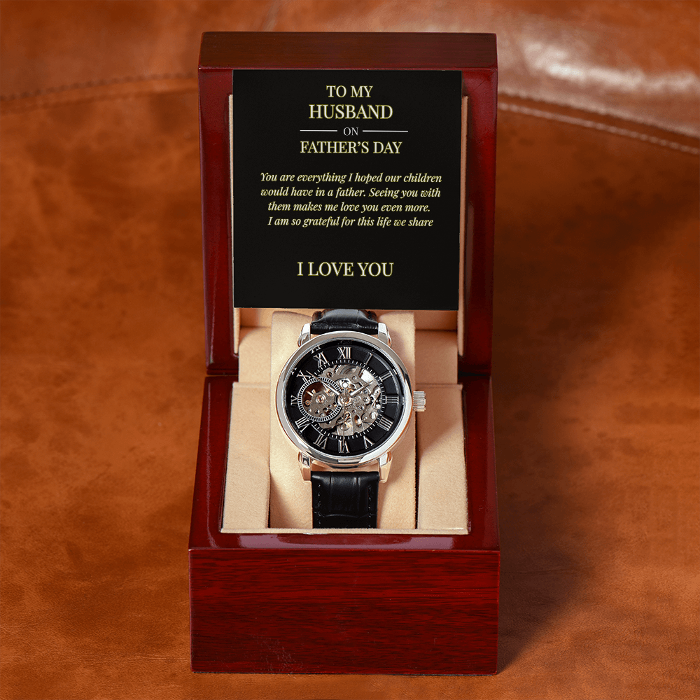To My Husband – Openwork Watch with Father's Day Message Card | Romantic Gift from Wife