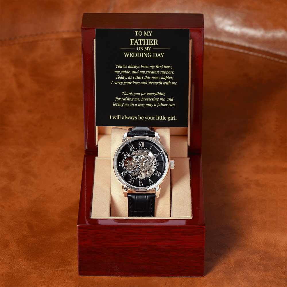 To My Father – Openwork Watch with Wedding Day Message Card | Gift from Daughter to Father of the Bride