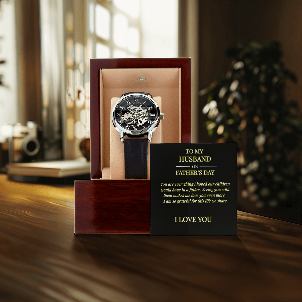 To My Husband – Openwork Watch with Father's Day Message Card | Romantic Gift from Wife