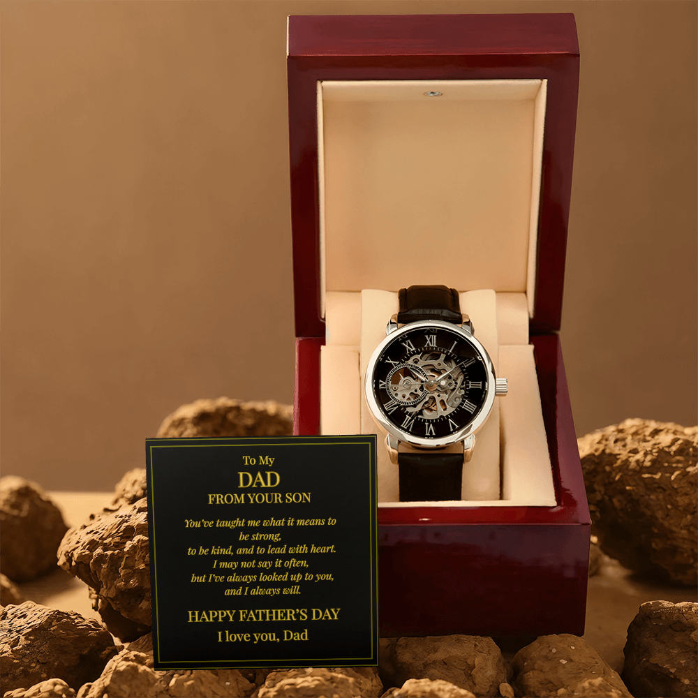 To My Dad – Openwork Watch with Message Card from Son | Father's Day Gift
