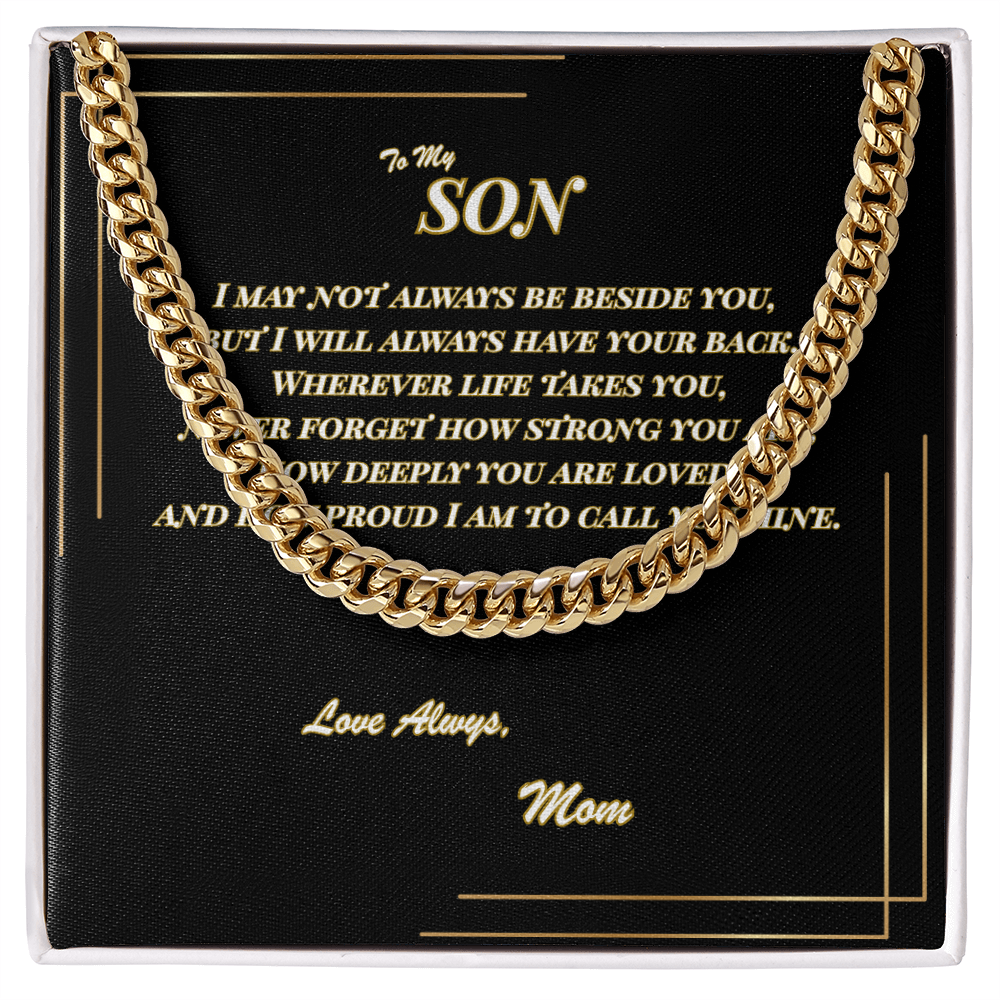To My Son – Cuban Link Chain Necklace with Message Card | Gift from Mom