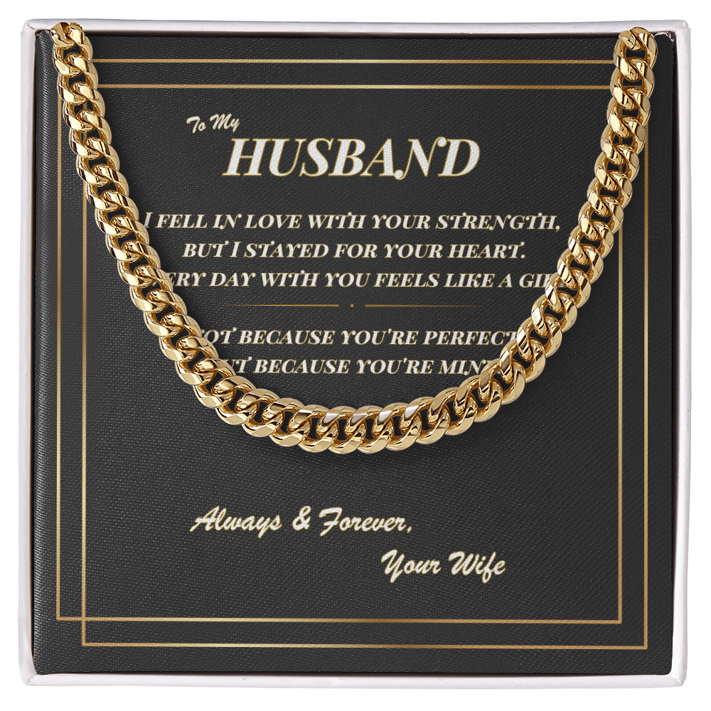 To My Husband – Cuban Link Chain Necklace with Romantic Message Card | Gift from Wife