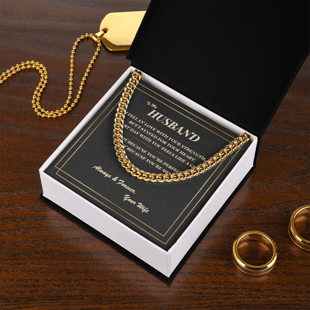 To My Husband – Cuban Link Chain Necklace with Romantic Message Card | Gift from Wife