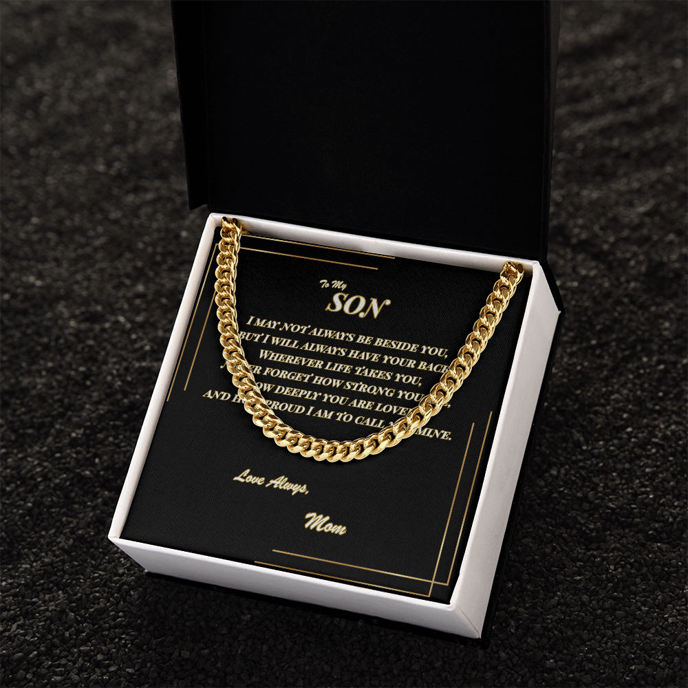To My Son – Cuban Link Chain Necklace with Message Card | Gift from Mom