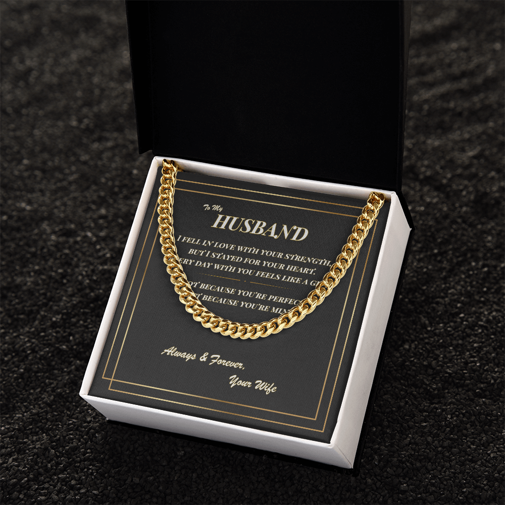 To My Husband – Cuban Link Chain Necklace with Romantic Message Card | Gift from Wife