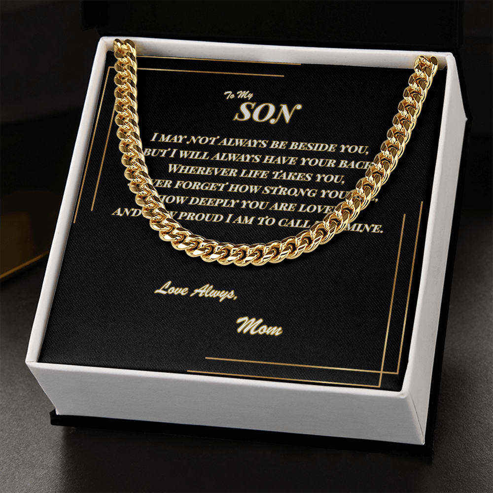 To My Son – Cuban Link Chain Necklace with Message Card | Gift from Mom