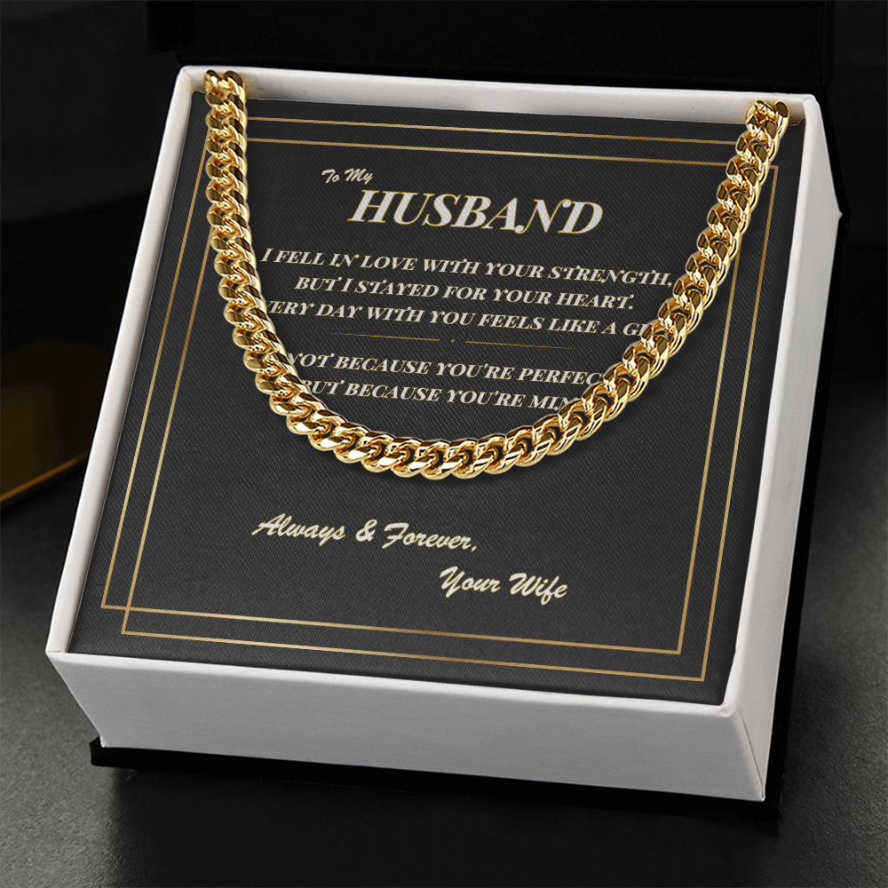 To My Husband – Cuban Link Chain Necklace with Romantic Message Card | Gift from Wife