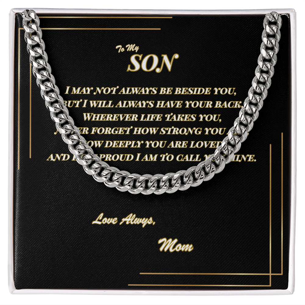 To My Son – Cuban Link Chain Necklace with Message Card | Gift from Mom