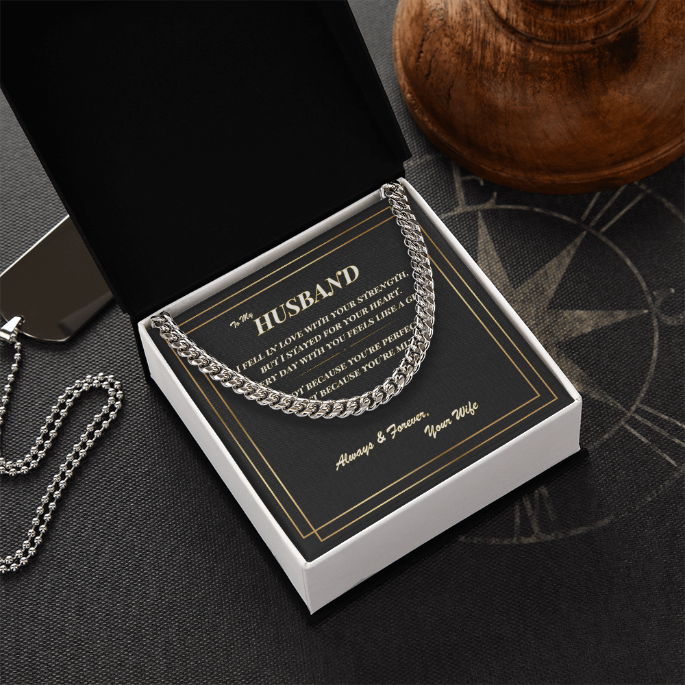To My Husband – Cuban Link Chain Necklace with Romantic Message Card | Gift from Wife