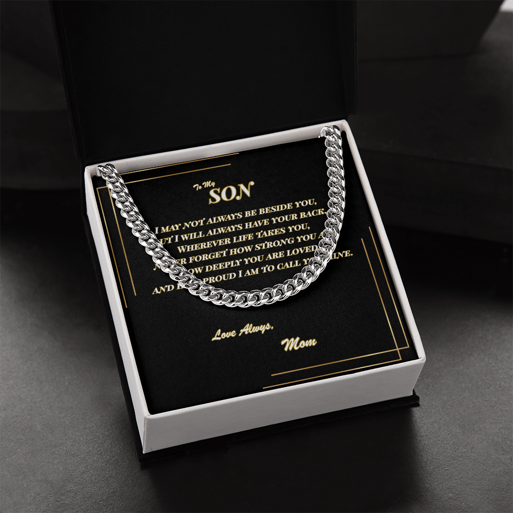 To My Son – Cuban Link Chain Necklace with Message Card | Gift from Mom