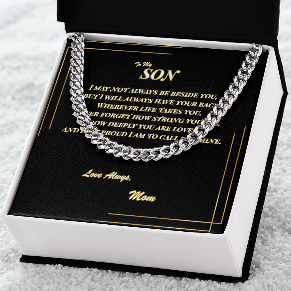 To My Son – Cuban Link Chain Necklace with Message Card | Gift from Mom
